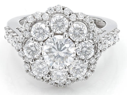 MOISSANITE FIRE® 3.14CTW DEW ROUND PLATINEVE® RING - Size 8