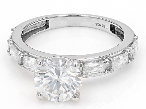 MOISSANITE FIRE® 2.44CTW DEW BAGUETTE AND ROUND PLATINEVE® RING - Size 9