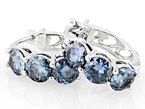 MOISSANITE FIRE® BLUE 3.00CTW DEW ROUND PLATINEVE® HUGGIE HOOP EARRINGS