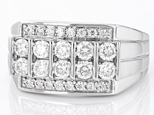 MOISSANITE FIRE(® 1.32CTW DEW ROUND BRILLIANT PLATINEVE® MENS RING - Size 10