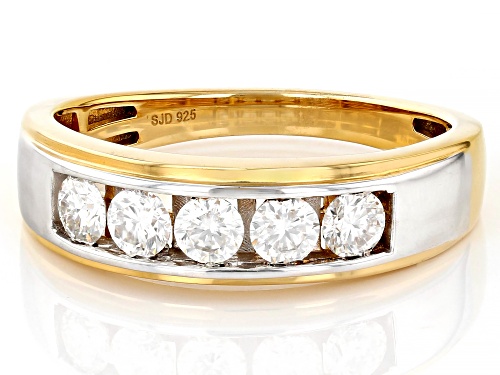 MOISSANITE FIRE® .80CTW DEW ROUND BRILLIANT 14K YELLOW GOLD OVER SILVER AND PLATINEVE® MENS RING - Size 10