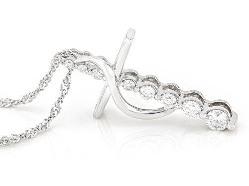 MOISSANITE FIRE® .48CTW DEW ROUND BRILLIANT PLATINEVE® CROSS PENDANT AND CHAIN
