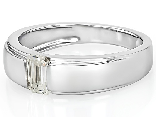 MOISSANITE FIRE® 0.58CT DEW EMERALD CUT PLATINEVE® BAND RING - Size 6