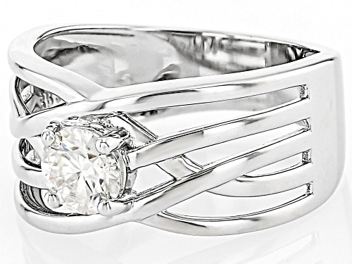 Moissanite Fire® .60ctw DEW Round Platineve® Crossover Band Ring - Size 5