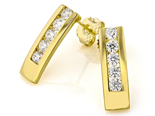 MOISSANITE FIRE® 1.00CTW DEW ROUND 14K YELLOW GOLD OVER SILVER EARRINGS