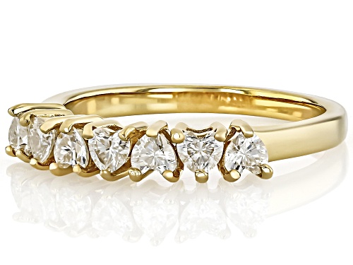 MOISSANITE FIRE® .63CTW DEW HEART 14K YELLOW GOLD OVER SILVER BAND RING - Size 7