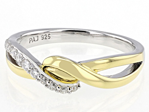 MOISSANITE FIRE® .22CTW DEW ROUND  PLATINEVE® AND 14K YELLOW GOLD OVER PLATINEVE RING - Size 8