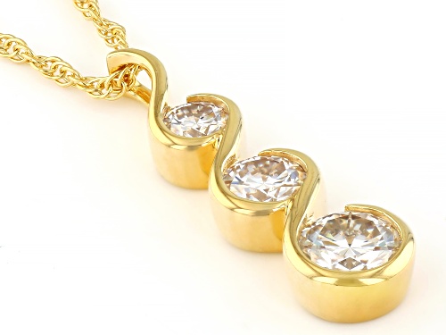 MOISSANITE FIRE® 1.53CTW DEW  ROUND 14K YELLOW GOLD OVER SILVER PENDANT AND CHAIN