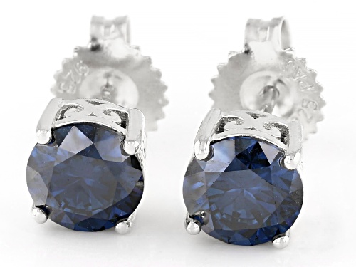 MOISSANITE FIRE® NAVY BLUE 2.00CTW DEW ROUND PLATINEVE® STUD EARRINGS