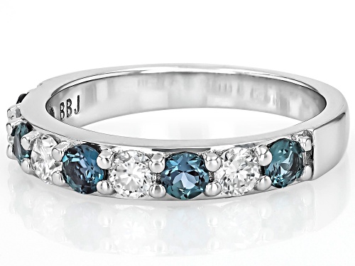Moissanite Fire(R) .40ctw DEW & .70ctw Lab Created Alexandrite Platineve(R) Ring - Size 7