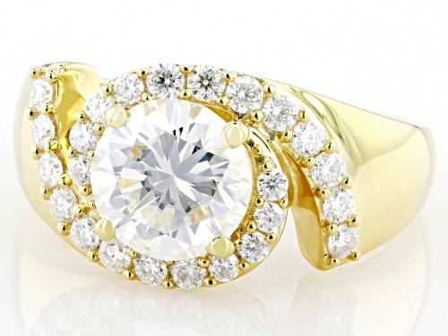 MOISSANITE FIRE® 2.54CTW DEW ROUND BRILLIANT 14K YELLOW GOLD OVER SILVER RING - Size 7