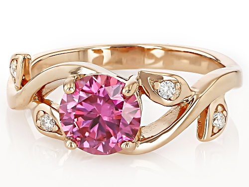 MOISSANITE FIRE® & PINK MOISSANITE 1.28CTW DEW 14K ROSE GOLD OVER SILVER RING - Size 7