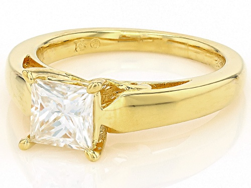 MOISSANITE FIRE® 1.20CT DEW PRINCESS CUT 14K YELLOW GOLD OVER SILVER RING - Size 9