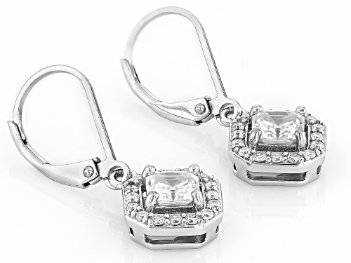 MOISSANITE FIRE® 1.52CTW DEW ASSCHER CUT & ROUND PLATINEVE® HALO EARRINGS