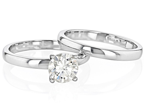 MOISSANITE FIRE® 1.20CT DEW ROUND BRILLIANT PLATINEVE® RING WITH BAND - Size 10