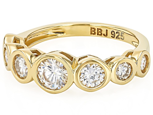 MOISSANITE FIRE® 1.36CTW DEW ROUND BRILLIANT 14K YELLOW GOLD OVER SILVER RING - Size 5