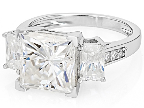 MOISSANITE FIRE® 6.62CTW DEW SQUARE BRILLIANT, RADIANT CUT & ROUND BRILLIANT PLATINEVE® RING - Size 10
