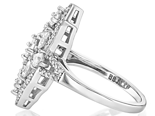 MOISSANITE FIRE® 1.42CTW DEW PRINCESS CUT, MARQUISE & ROUND BRILLIANT PLATINEVE® RING - Size 6
