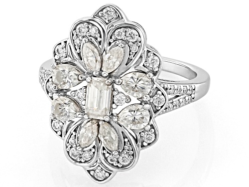 MOISSANITE FIRE® 1.75CTW DEW EMERALD CUT, MARQUISE, PEAR & ROUND BRILLIANT PLATINEVE® RING - Size 9