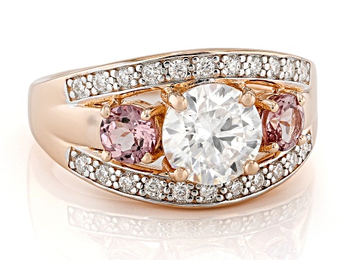 MOISSANITE FIRE® 1.42CTW DEW AND COLOR SHIFT GARNET 14K ROSE GOLD OVER SILVER RING - Size 9