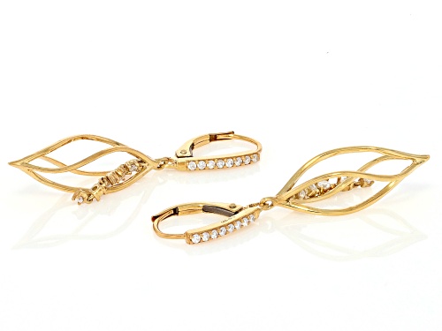 MOISSANITE FIRE® .34CTW DEW ROUND 14K YELLOW GOLD OVER SILVER EARRINGS