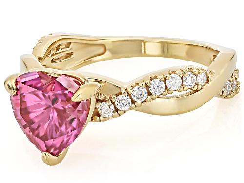 MOISSANITE FIRE® & PINK MOISSANITE 2.18CTW DEW 14K YELLOW GOLD OVER SILVER RING - Size 8