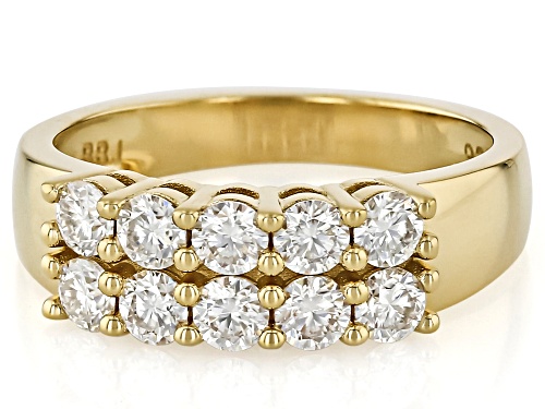 MOISSANITE FIRE® 1.00CTW DEW ROUND BRILLIANT 14K YELLOW GOLD OVER SILVER RING - Size 8