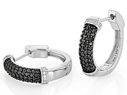 MOISSANITE FIRE® AND BLACK MOISSANITE 1.04CTW DEW ROUND BRILLIANT PLATINEVE® HOOP EARRINGS