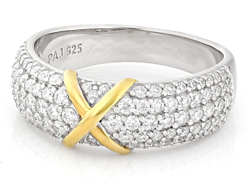 MOISSANITE FIRE® 1.22CTW DEW ROUND BRILLIANT PLATINEVE® TWO TONE RING - Size 7