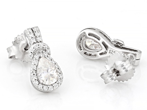 MOISSANITE FIRE® 1.44CTW DEW PEAR SHAPE AND ROUND BRILLIANT PLATINEVE® EARRINGS