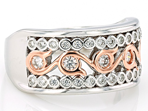 MOISSANITE FIRE® .48CTW DEW ROUND PLATINEVE® TWO TONE RING - Size 7