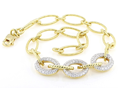 MOISSANITE FIRE® 1.08CTW DEW ROUND BRILLIANT 14K YELLOW OVER SILVER BRACELET - Size 8