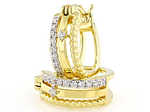 MOISSANITE FIRE® 0.24CTW DEW ROUND BRILLIANT 14K YELLOW OVER SILVER HOOP EARRINGS