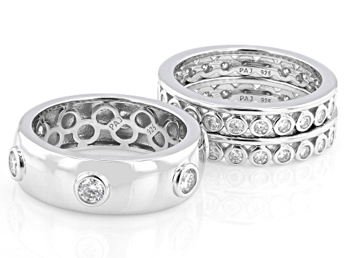 MOISSANITE FIRE® 1.52CTW DEW ROUND BRILLIANT PLATINEVE® SET OF 3 BAND RINGS - Size 7