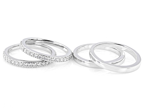 MOISSANITE FIRE® 0.76CTW DEW ROUND BRILLIANT PLATINEVE® SET OF 4 BAND RINGS - Size 6