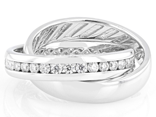 MOISSANITE FIRE® 0.99CTW DEW ROUND BRILLIANT PLATINEVE® CROSSOVER RING - Size 7