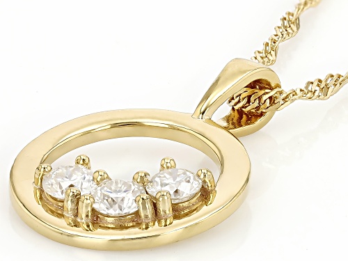 MOISSANITE FIRE® 0.48CTW DEW ROUND BRILLIANT 14K YELLOW GOLD OVER SILVER PENDANT AND CHAIN