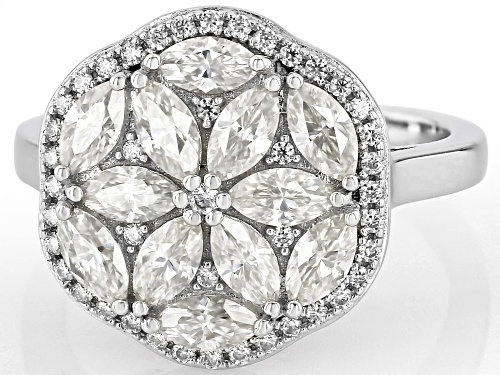 MOISSANITE FIRE® 1.99CTW DEW MARQUISE CUT AND ROUND BRILLIANT PLATINEVE® RING - Size 5