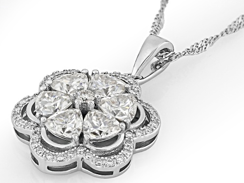 MOISSANITE FIRE® 2.88CTW DEW TRILLION CUT AND ROUND BRILLIANT PLATINEVE® PENDANT AND CHAIN