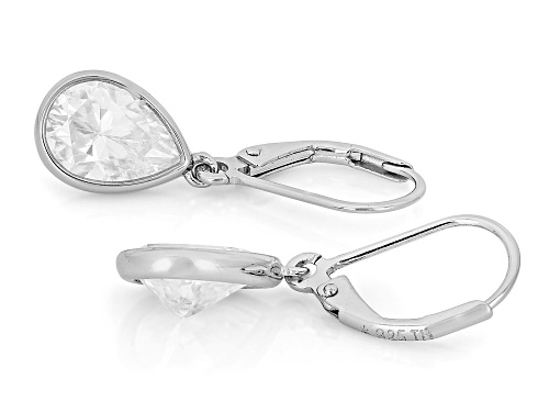 MOISSANITE FIRE® 4.20CTW DEW PEAR SHAPE  PLATINEVE® EARRINGS