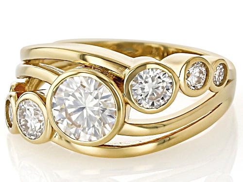MOISSANITE FIRE® 1.78CTW DEW ROUND BRILLIANT 14K YELLOW GOLD OVER STERLING SILVER RING - Size 6