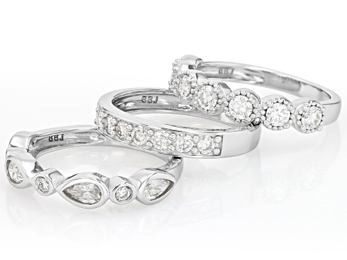MOISSANITE FIRE® 2.37CTW DEW PLATINEVE® SET OF 3 STACKABLE BAND RINGS - Size 6