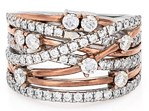 MOISSANITE FIRE® 1.18CTW DEW PLATINEVE® AND 14K ROSE GOLD OVER PLATINEVE RING - Size 6