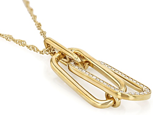 MOISSANITE FIRE® 0.48CTW DEW ROUND 14K YELLOW GOLD OVER SILVER PAPERCLIP PENDANT AND CHAIN
