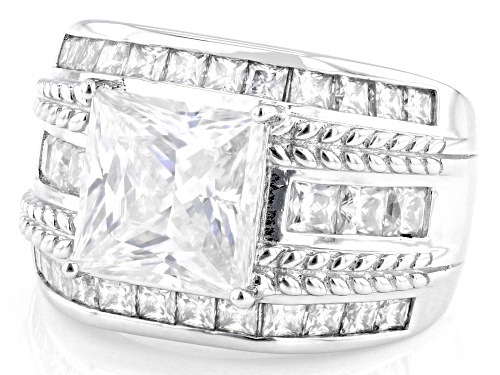 MOISSANITE FIRE® 6.06CTW DEW PRINCESS CUT PLATINEVE® RING - Size 6