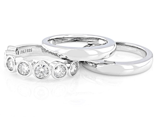 MOISSANITE FIRE® 1.61CTW DEW ROUND BRILLIANT PLATINEVE® SET OF 3 RINGS - Size 5