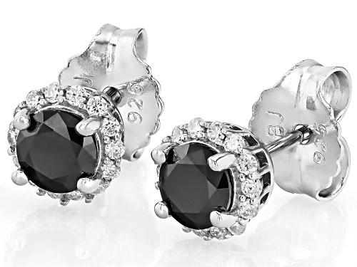MOISSANITE FIRE® AND BLACK MOISSANITE 1.30CTW DEW ROUND BRILLIANT PLATINEVE® HALO EARRINGS