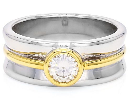 MOISSANITE FIRE® 0.50CT DEW ROUND BRILLIANT PLATINEVE® AND 14K YELLOW GOLD OVER PLATINEVE RING - Size 6