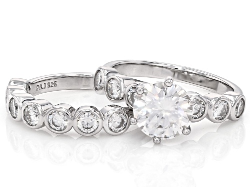 MOISSANITE FIRE® 3.20CTW DEW ROUND BRILLIANT PLATINEVE® RING AND BAND - Size 8