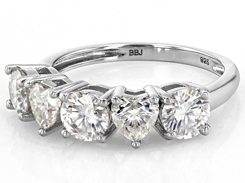 MOISSANITE FIRE® 2.18CTW DEW ROUND AND HEART SHAPE PLATINEVE® RING - Size 8